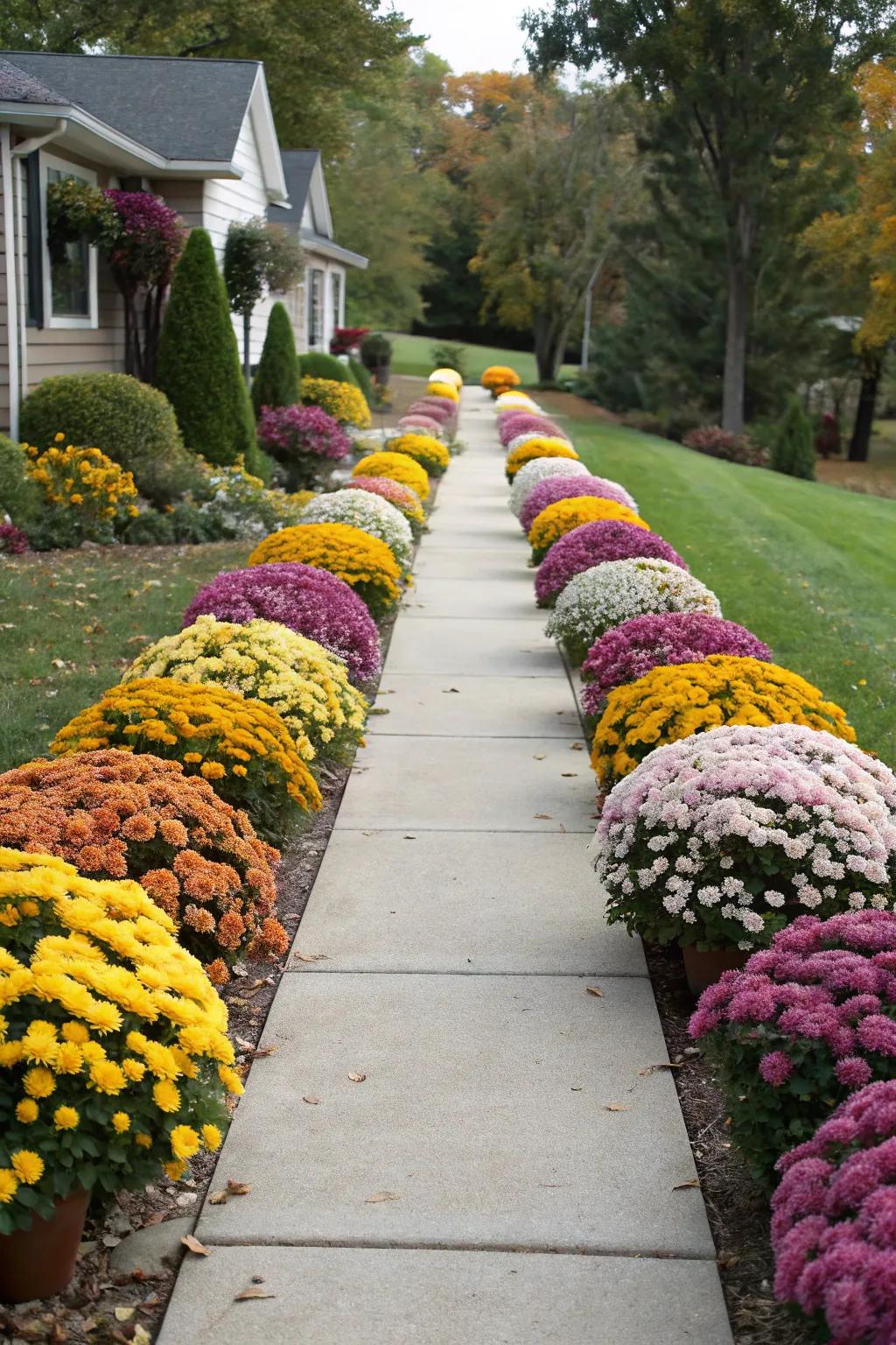 Welcoming pathway dotted with blooms