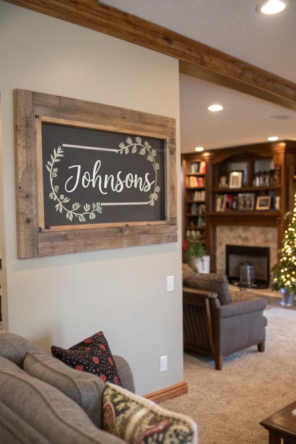 Celebrate your family with a tailored nomenclature sign.