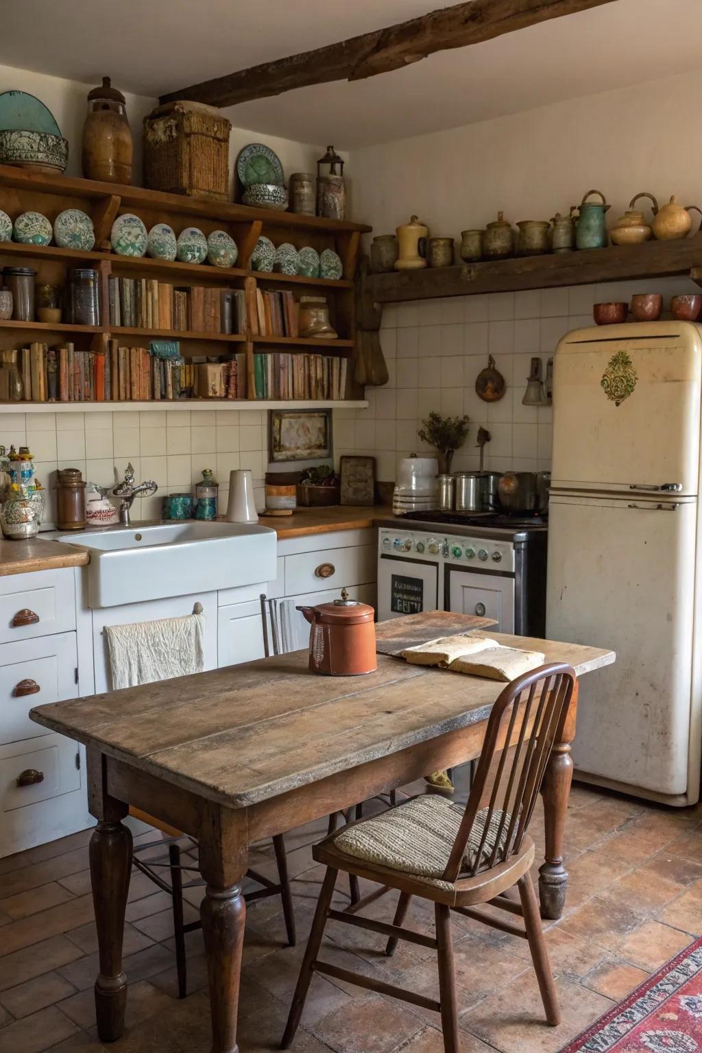 A farmhouse kitchen embellished with period ornamental aspects.