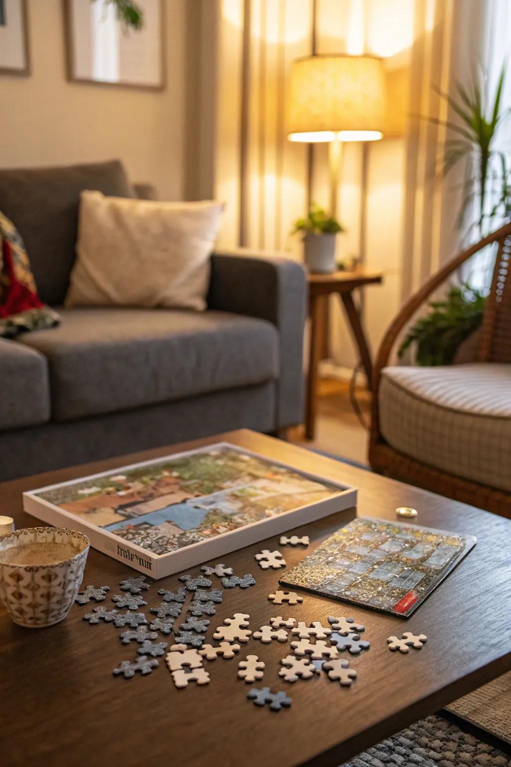 Assemble a joyous evening through this captivating scaled puzzle compilation.