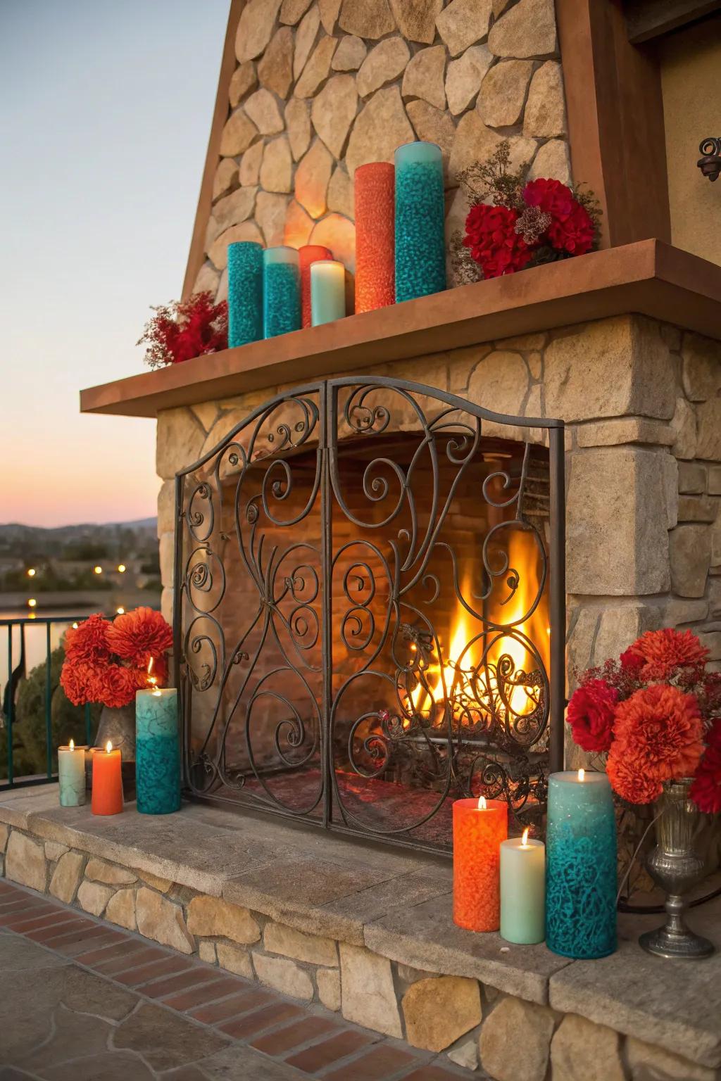 Supplement dimension through an ornamental monitor encompassing your fireplace illuminations. 🎨🖼️ #ArtfulLiving #SophisticatedFlair