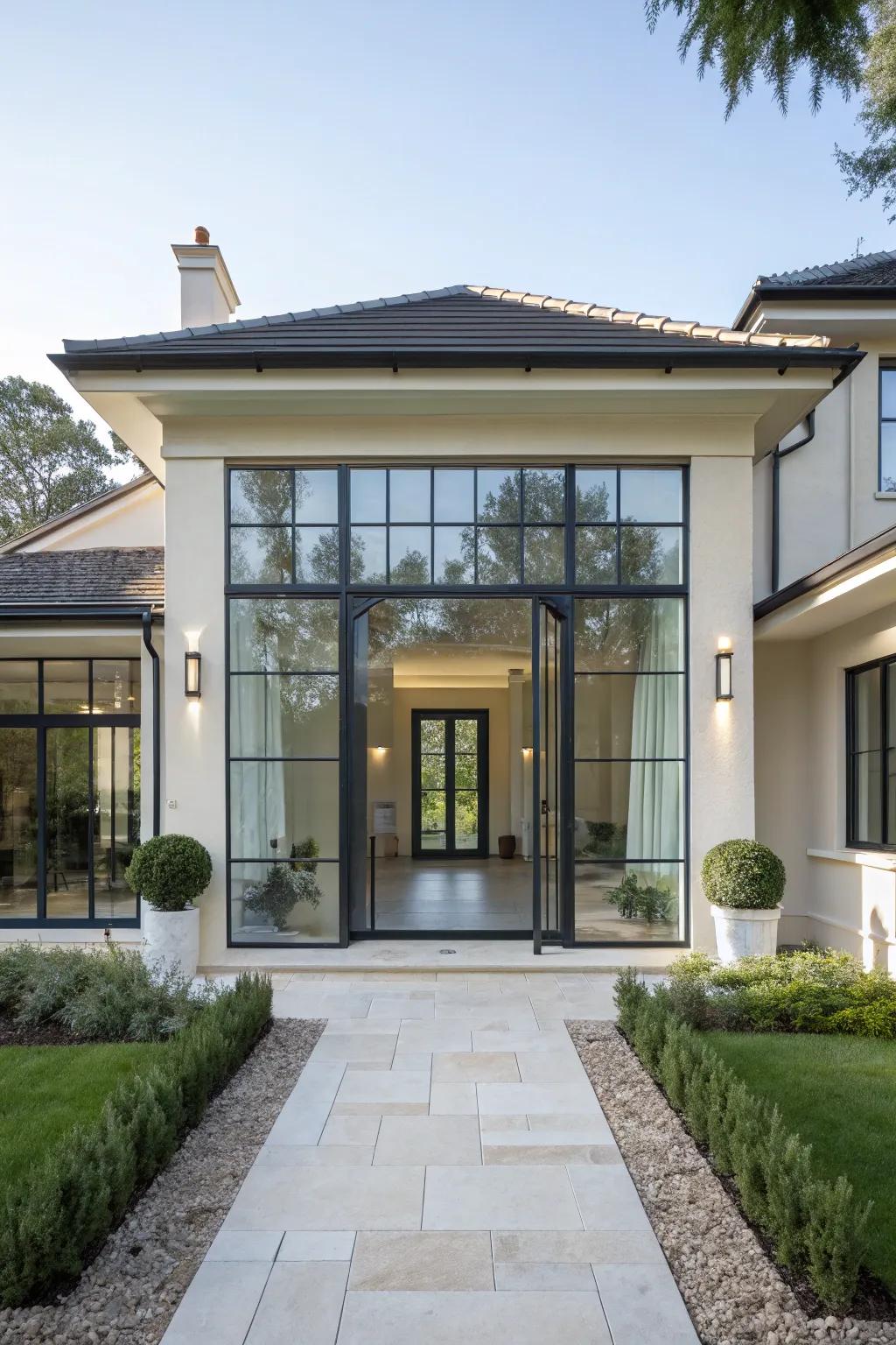 A modern crystal gateway welcoming light.