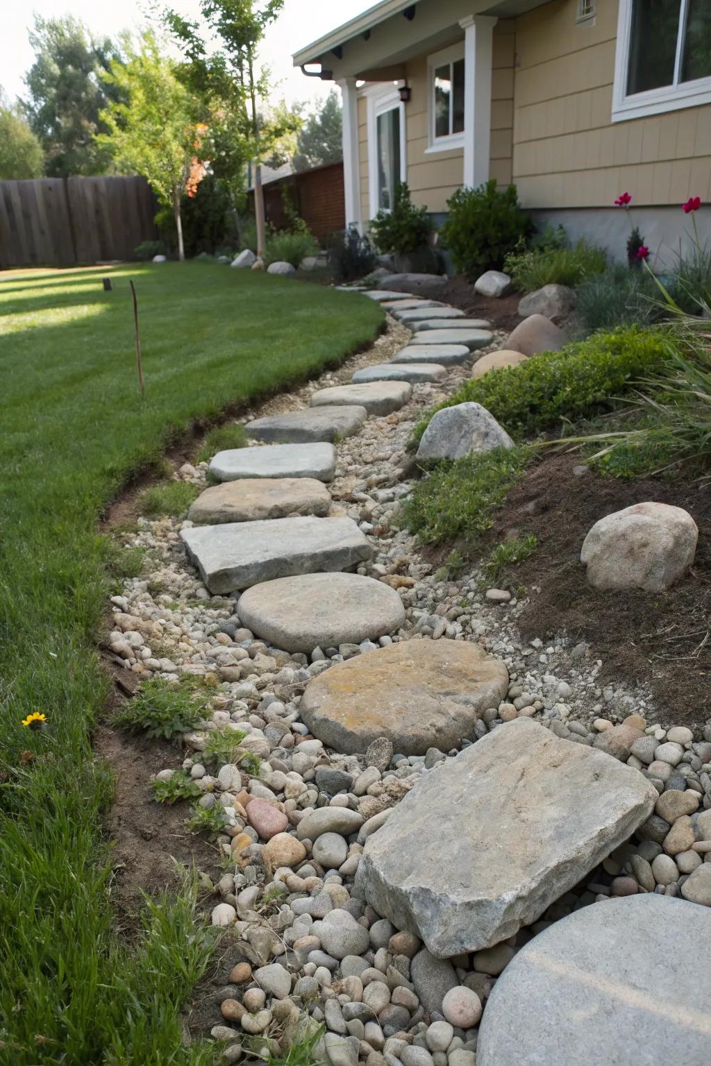 Pathways provide practical and enjoyable crossing over your creek bed.
