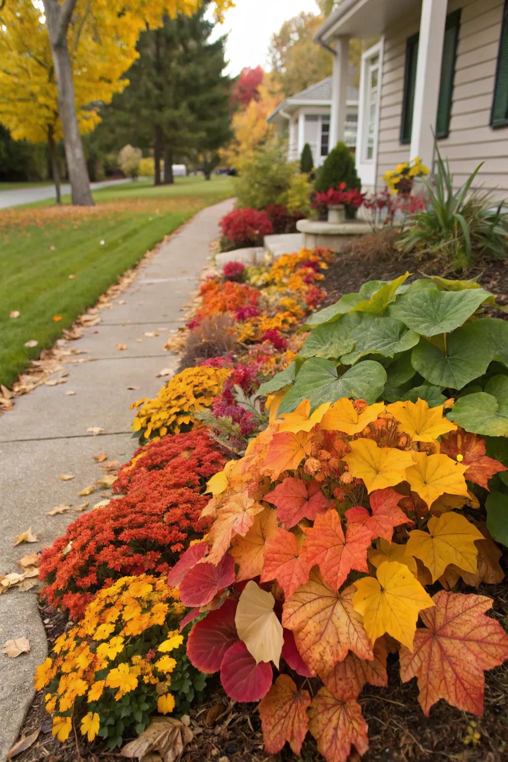 Enrich your flower beds with autumnal foliage as natural mulch.