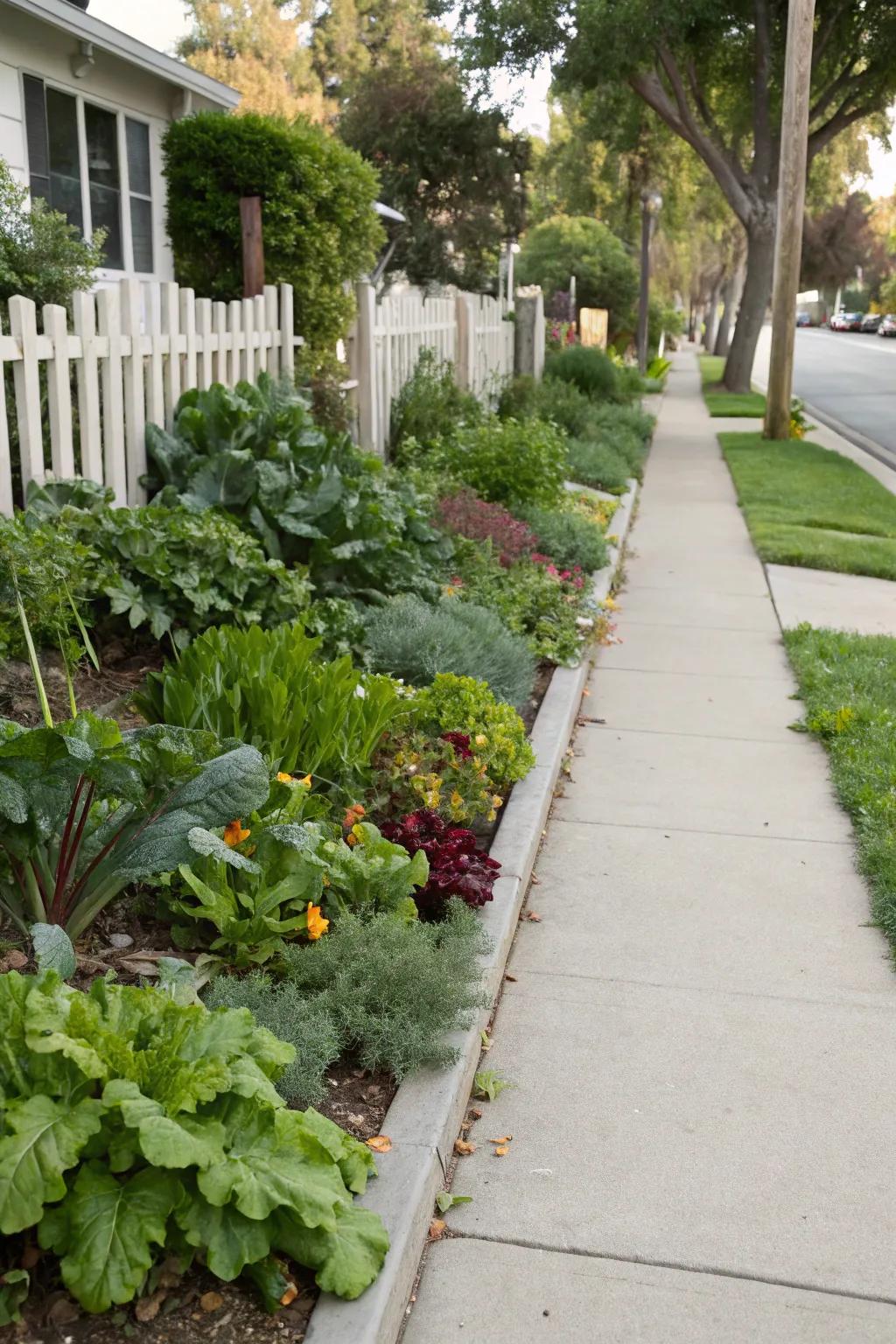 Edible plants add beauty and practicality to a front garden.