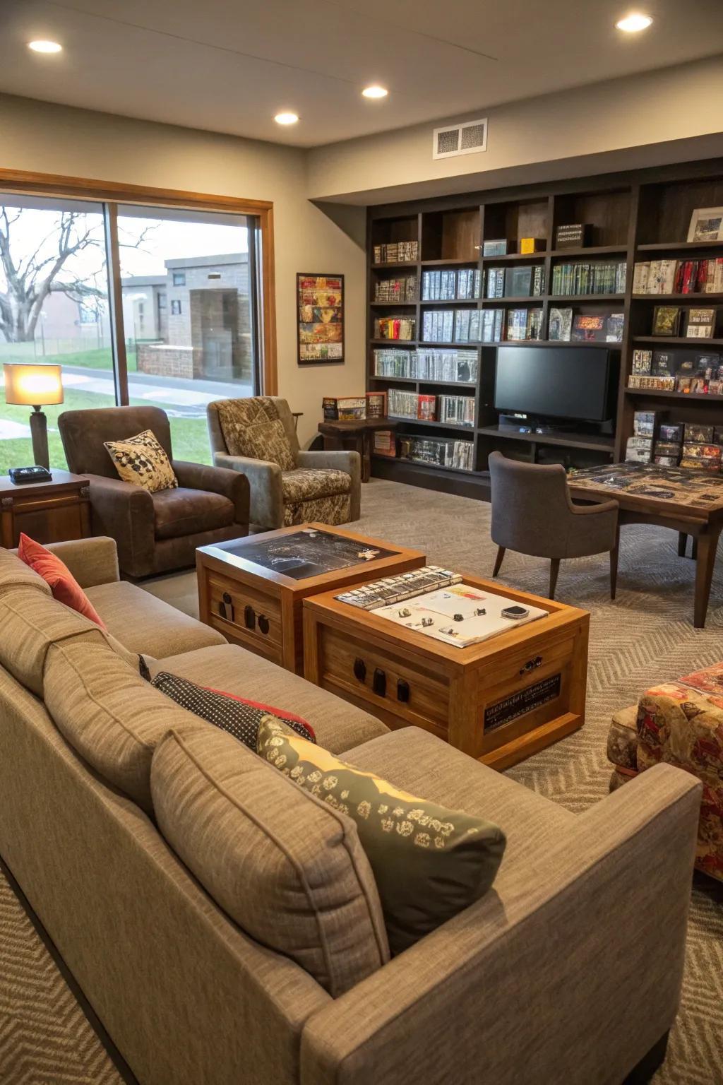 Lounge seating infuses ease into your gaming milieu.