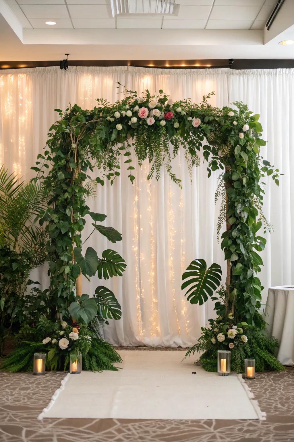 A versatile green canvas enhancing any matrimonial theme.