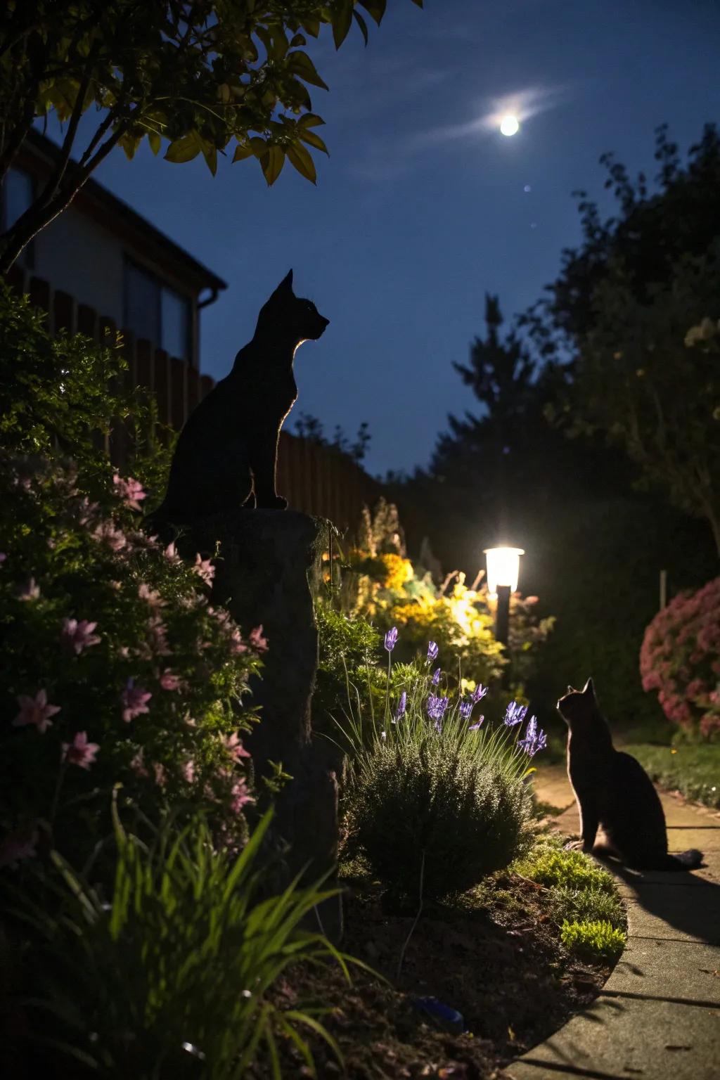 Ebony felines append a dash of mystery to your Halloween scene.