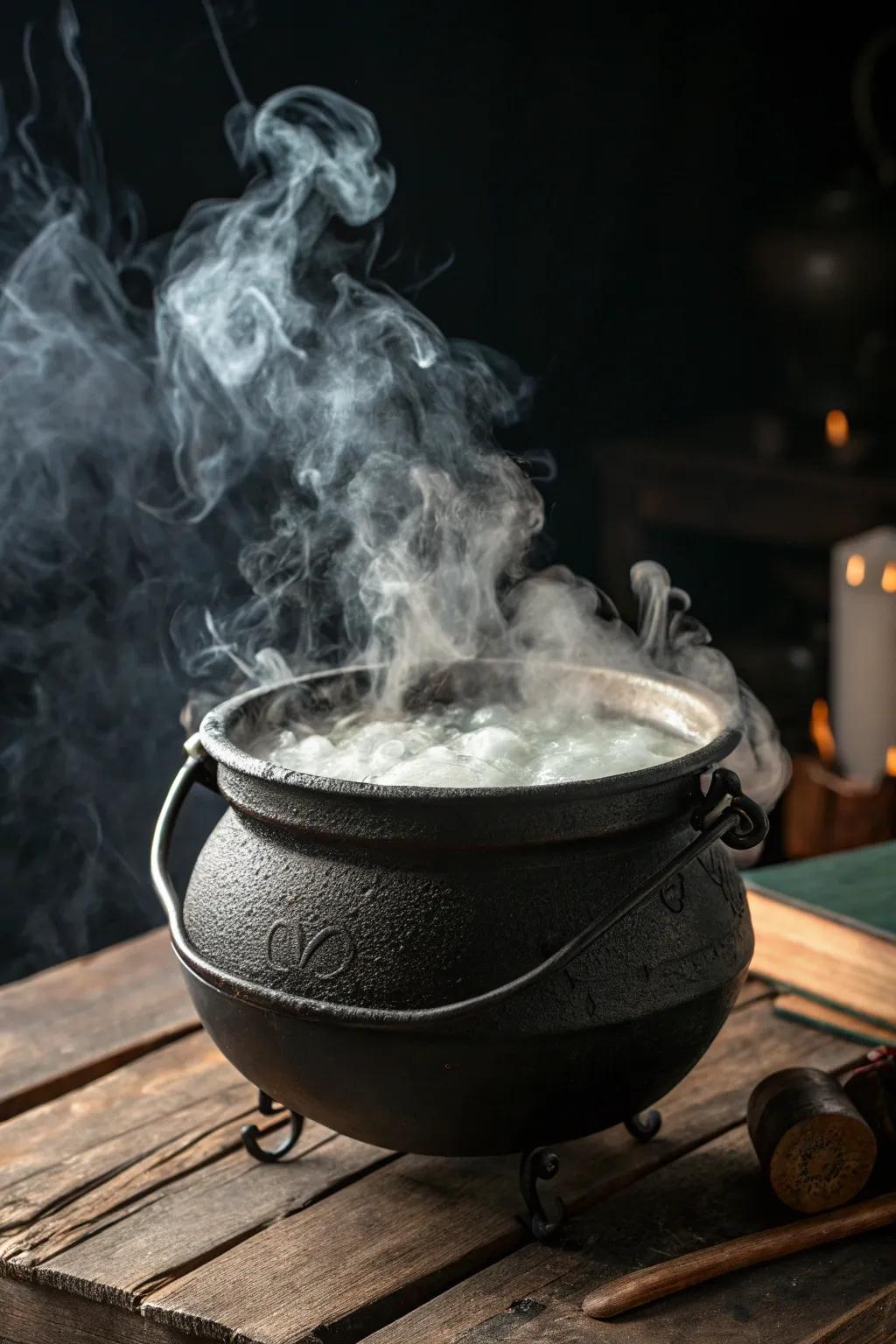 Serve a magical sorceress's concoction with a smoky effect.