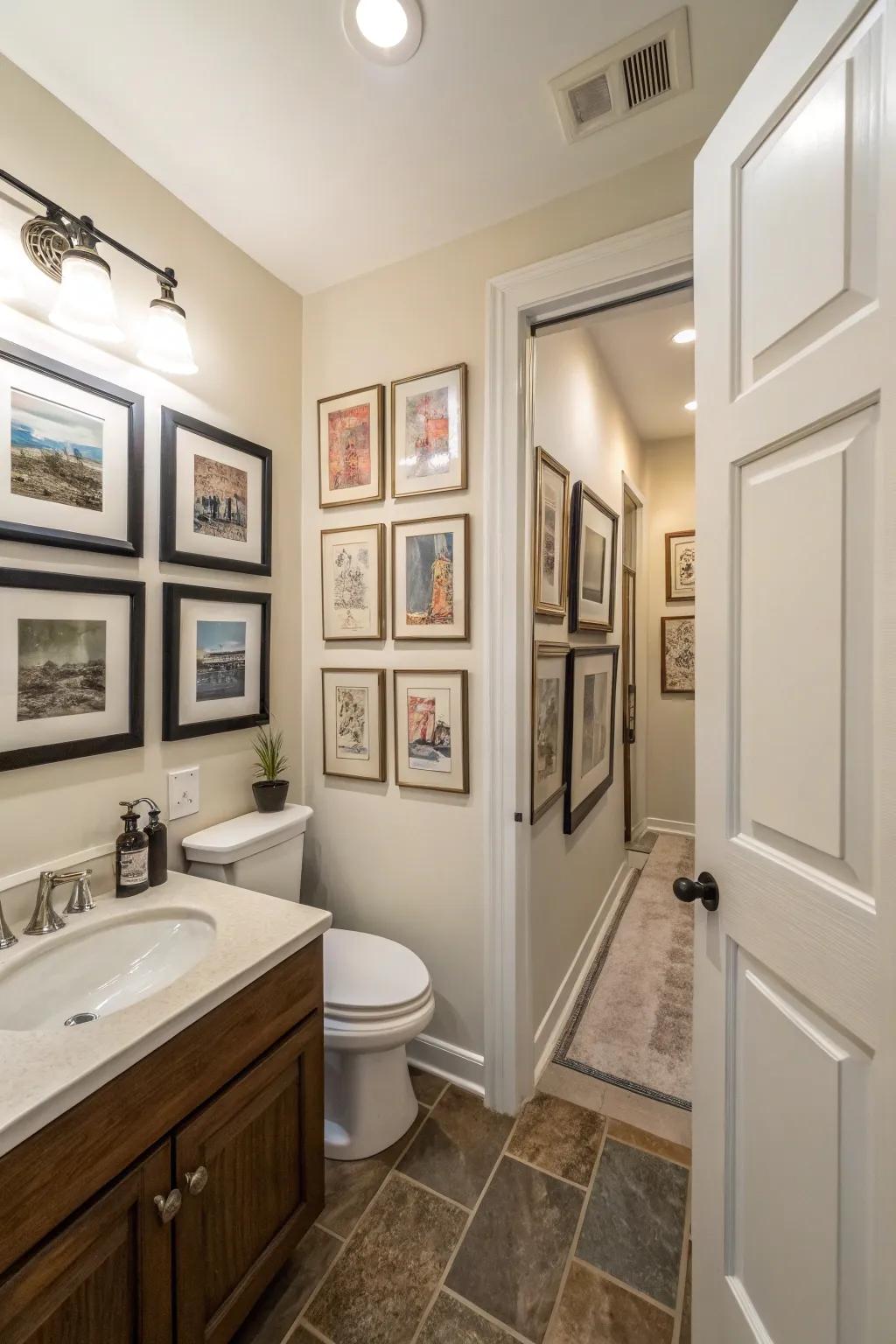 Art displays add coziness and personality.