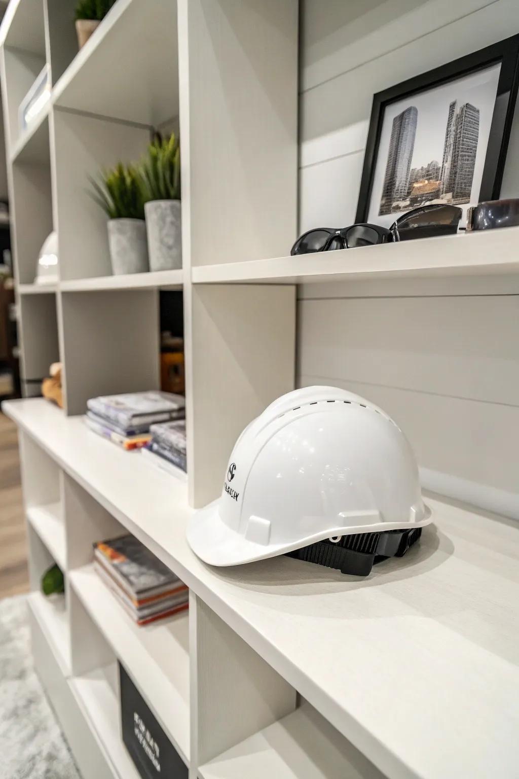 A hard hat designed with a polished and simplistic concept.