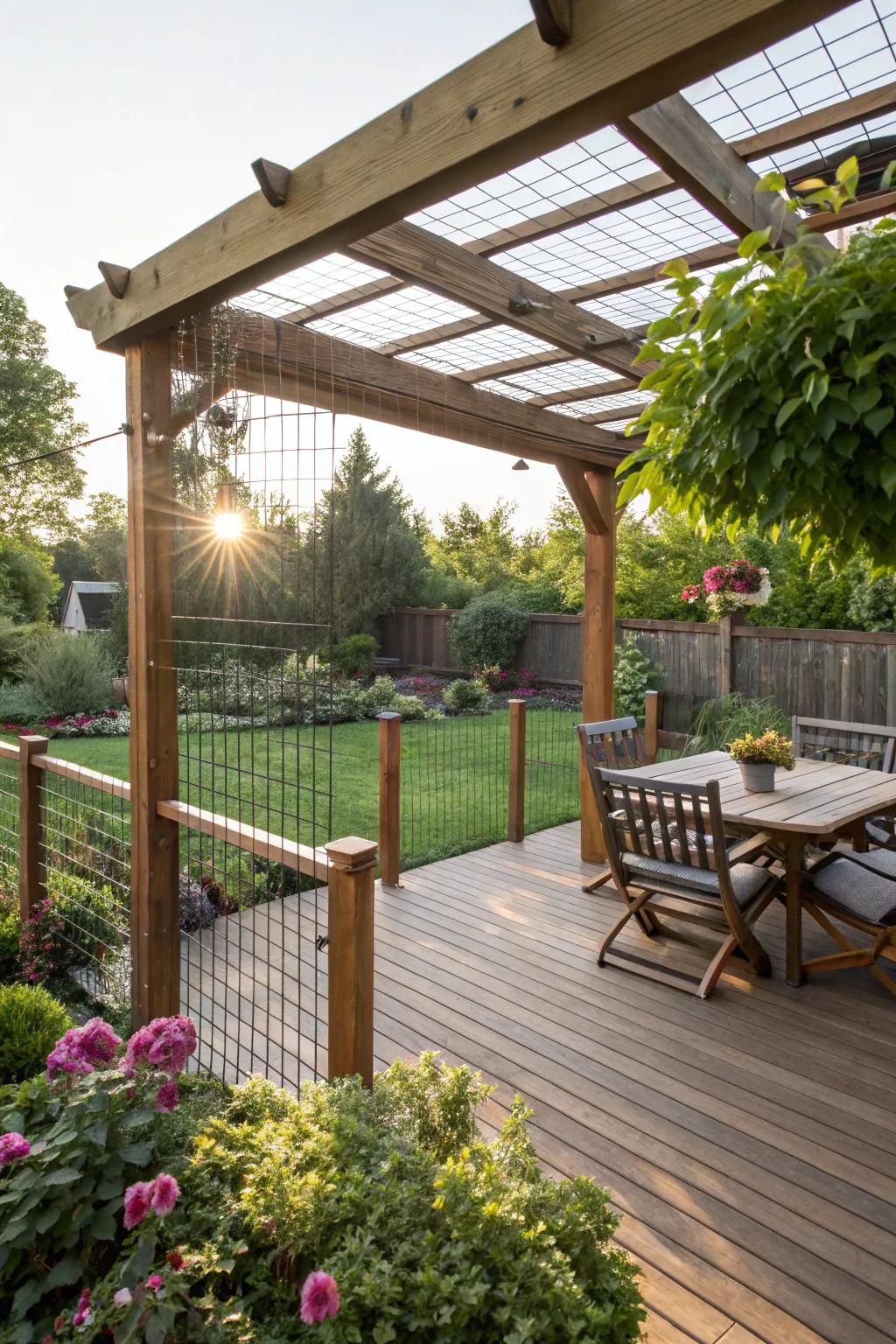 A canopy appends dimension and elegance to any deck barrier.