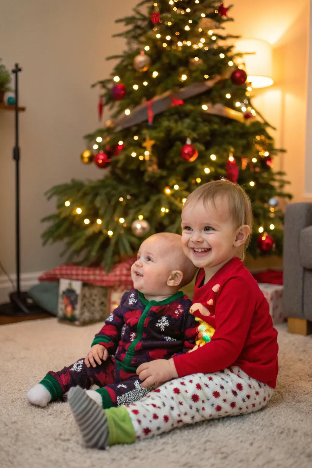 Treasured sibling snapshots within a festive atmosphere.