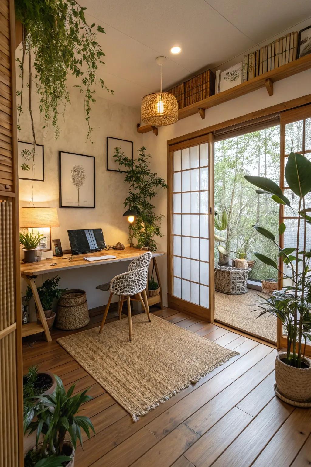 Bamboo flooring fashions an organic, tranquil ambiance in your office.