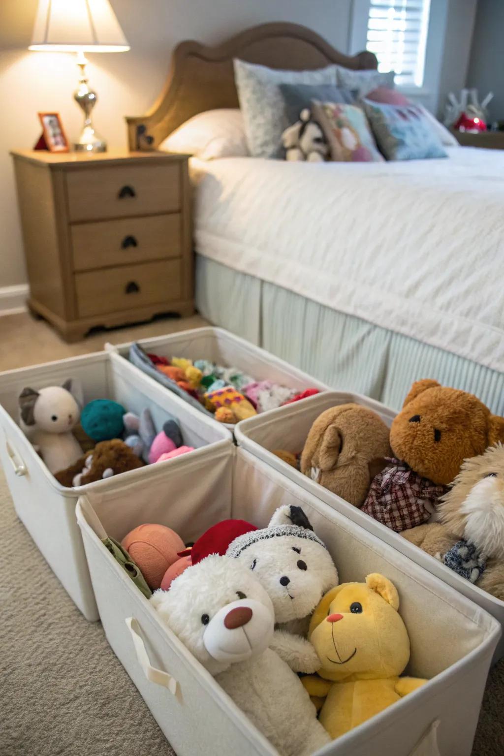 Under-bed storage is perfect for arranging seasonal toys.
