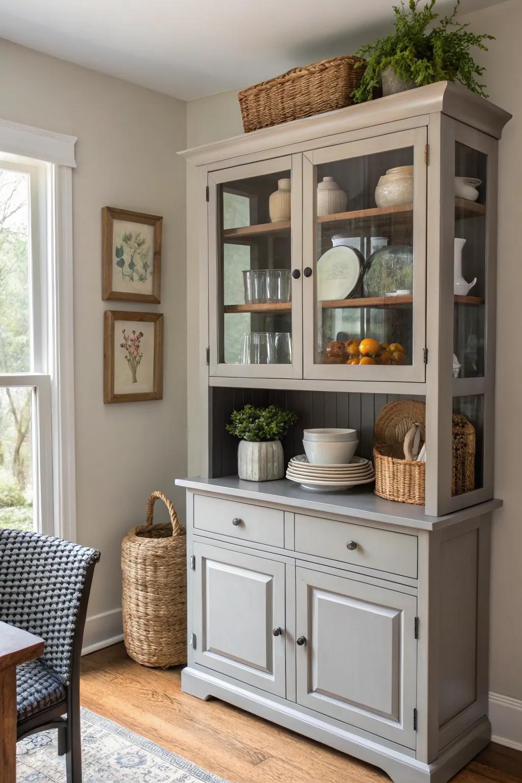 This hutch showcases a harmonious interplay of symmetry and asymmetry.