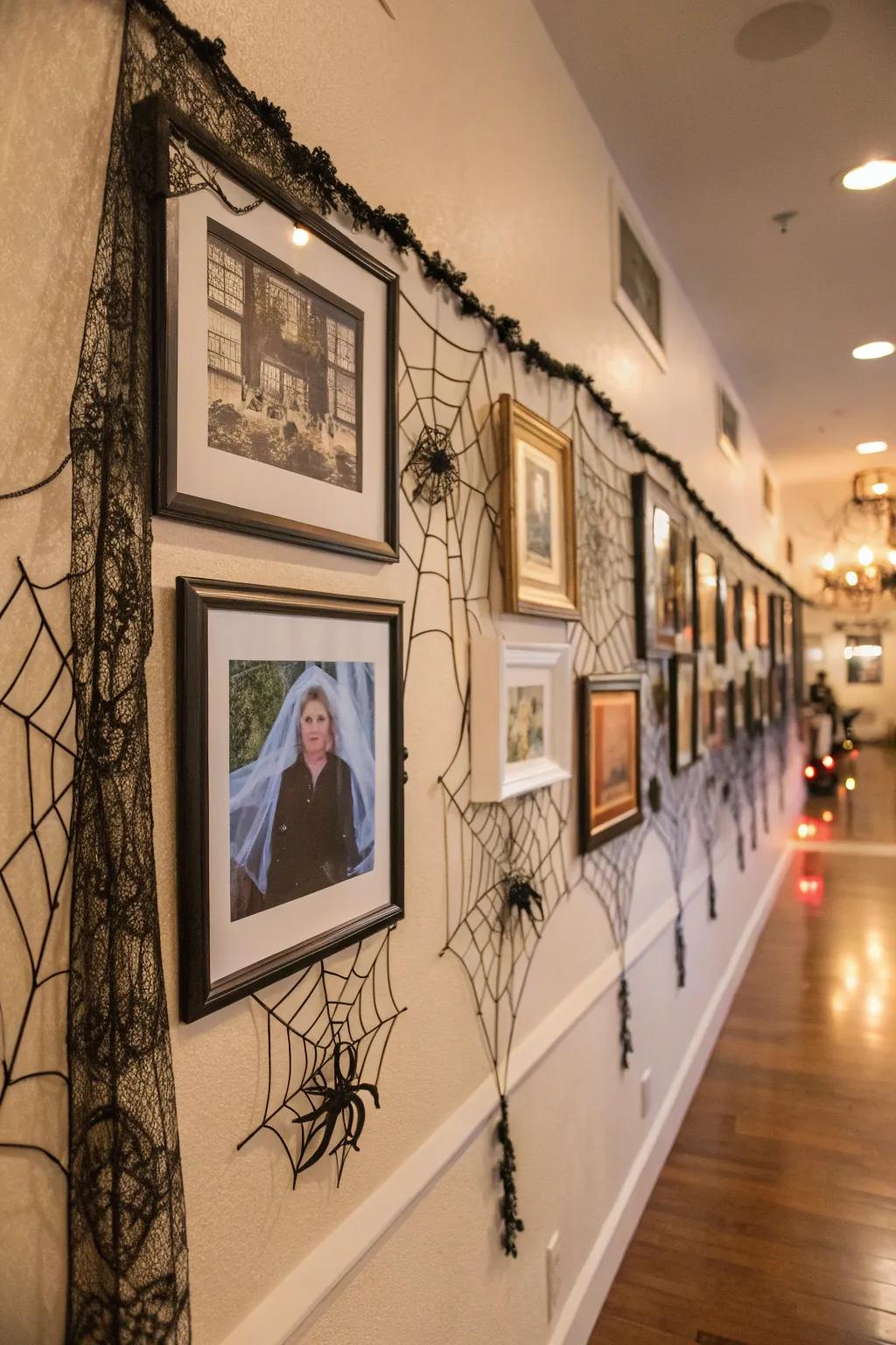 A haunted exhibition wall conducive to intimate Halloween charm.