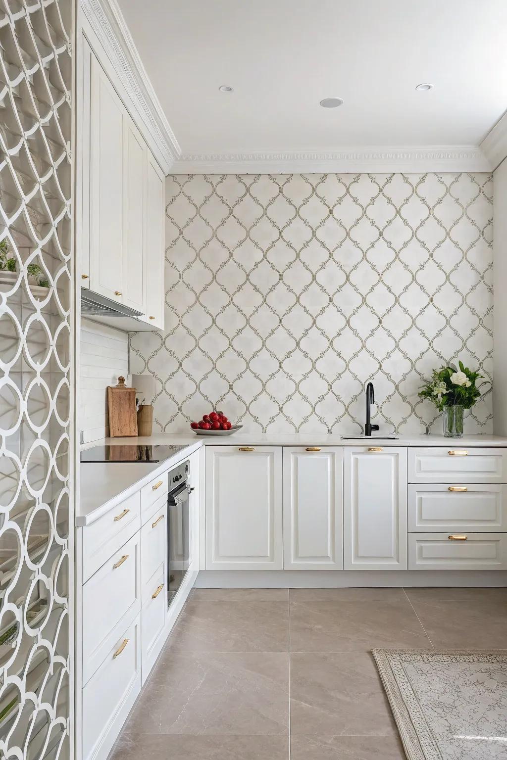 Monochromatic ivory lattice display exemplifying subtle grace.