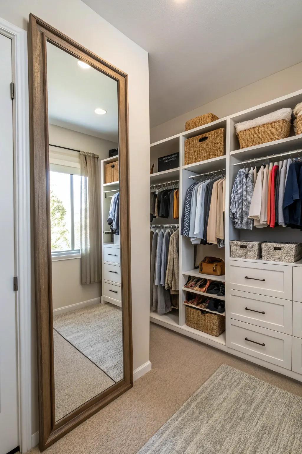 Expand your closet's functionality with a full-length mirror.