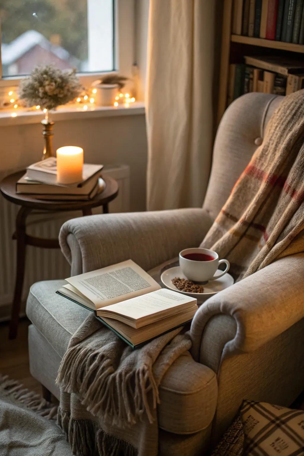 A reading nook is a perfect retreat in winter.