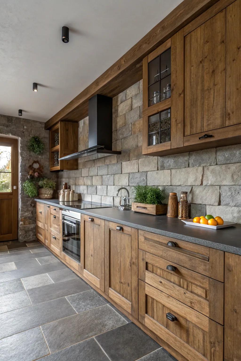 Textural juxtapositions amplify the design's richness.