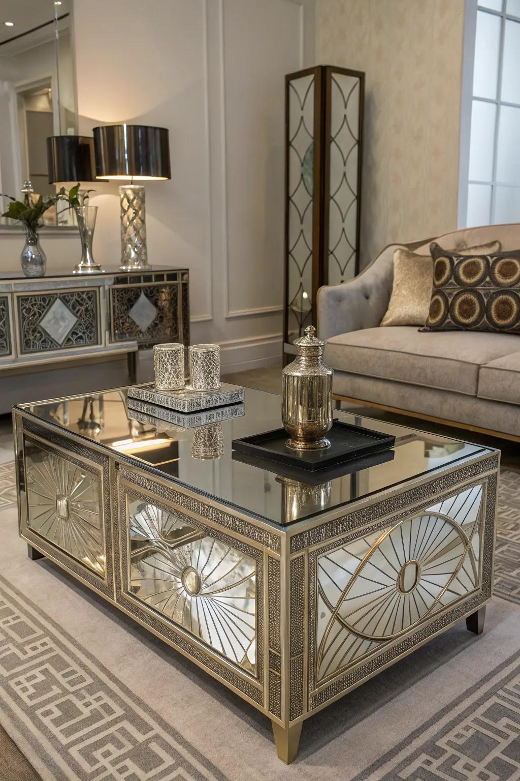Mirrored plains add illumination and elegance to any space.