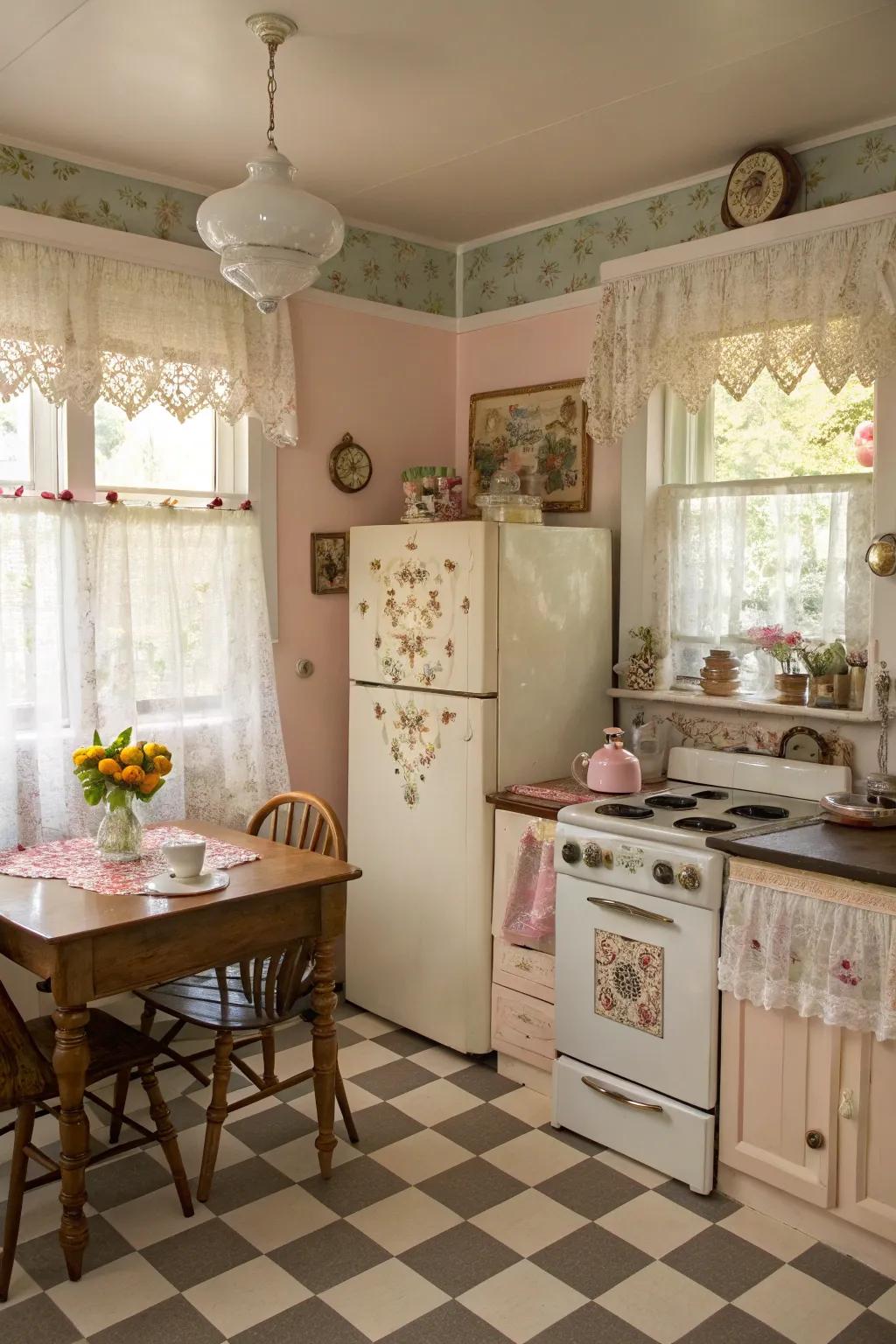 Balloon drapes bring vintage charm to your kitchen.