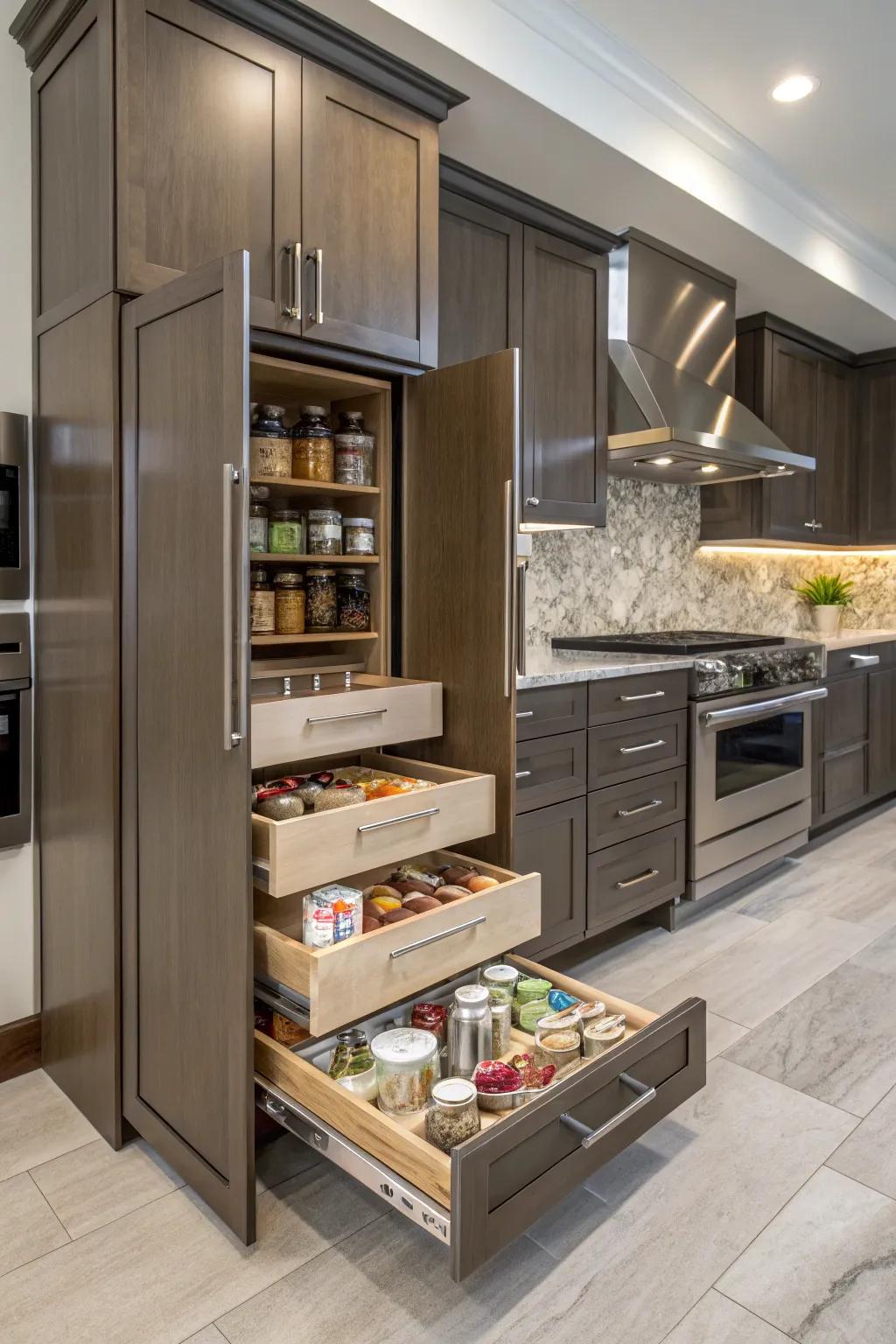 Custom cabinets provide personalized style and functionality.