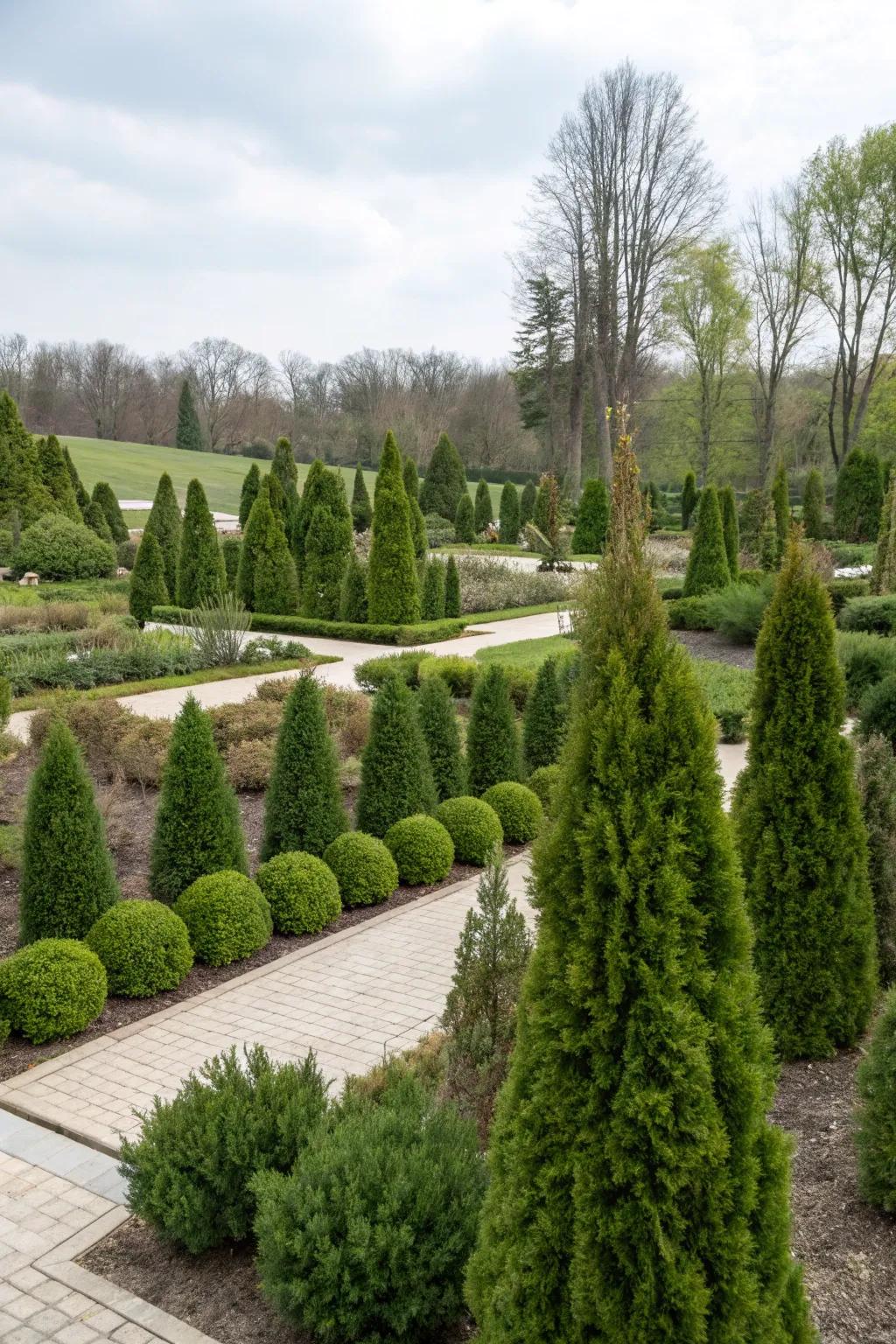 Miniature thuja adds character and foliage to blank spaces.