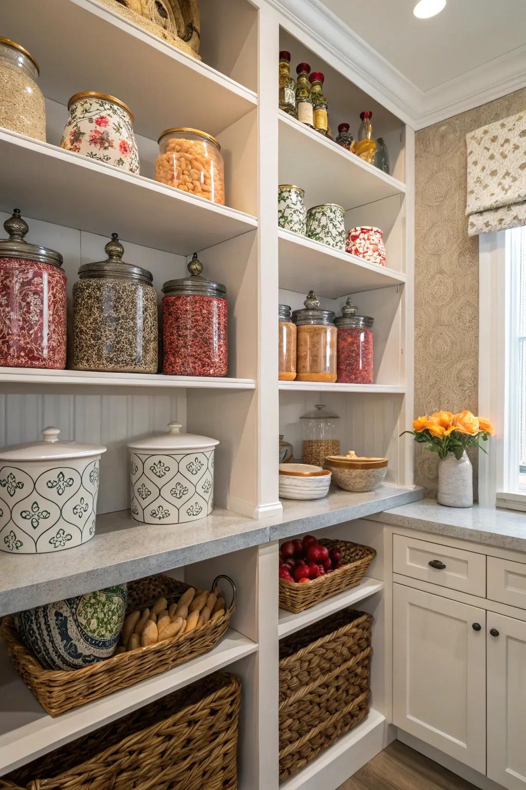 Ornamental details personalize and beautify your pantry.