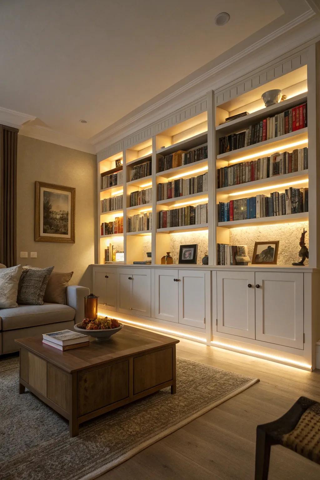 Showcase your aesthetic through beneath-cabinet LEDs.
