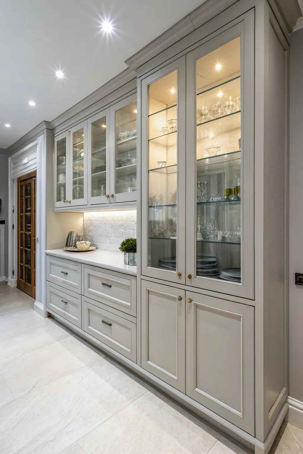 Vitrine frontage cupboards contribute openness and display prospects.