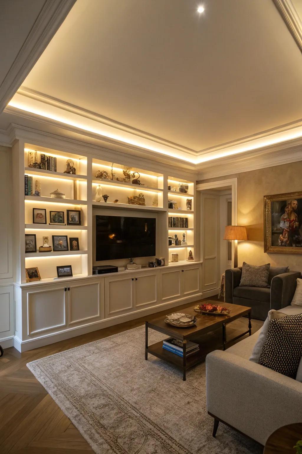 LED strips propose a modern means to accentuate architectural particulars.