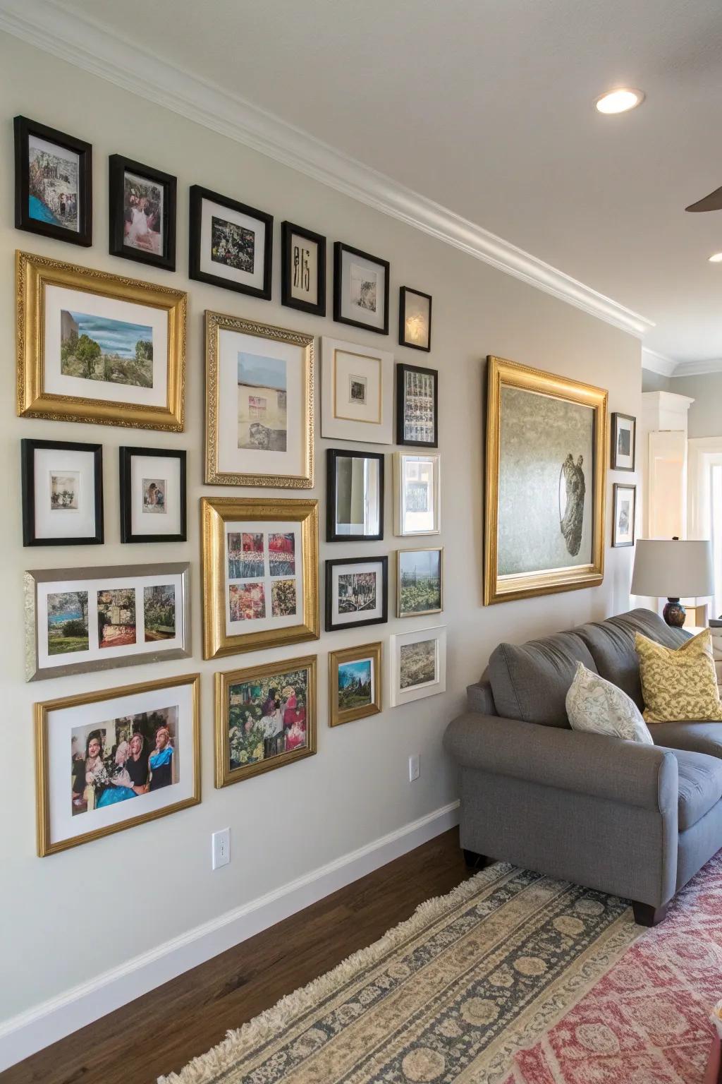 Achieve high-end looks on a budget with digital prints and thrifted holders.