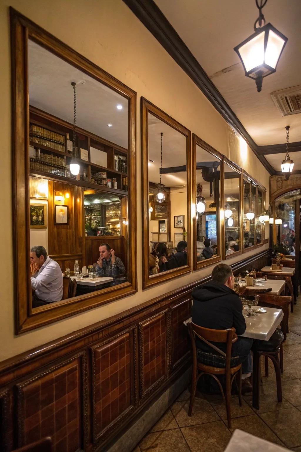 Mirrors provide an illusion of expanded space.