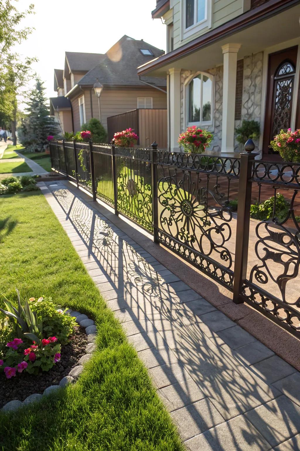 Ornamental metal screens afford an artistic and functional boundary.