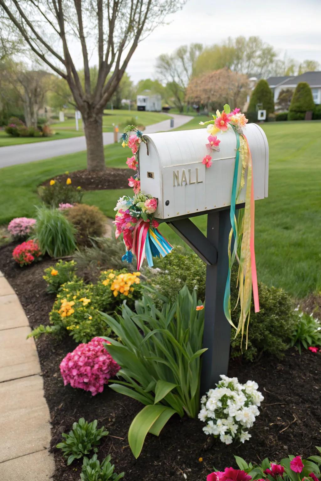 Ribbons and garlands offer a maintenance-free way to adorn your mailbox.
