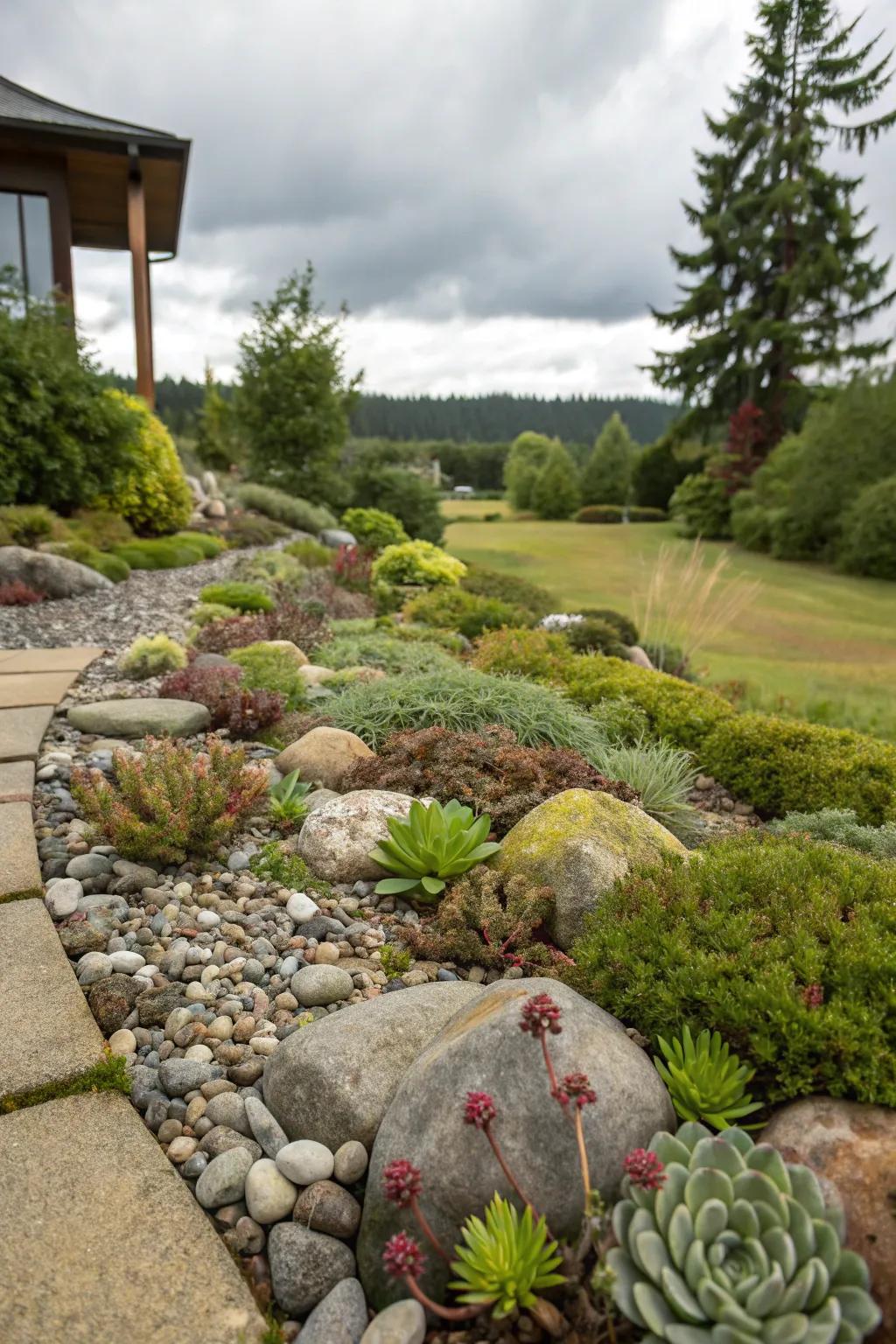 Rock gardens merge aesthetics with simplicity.