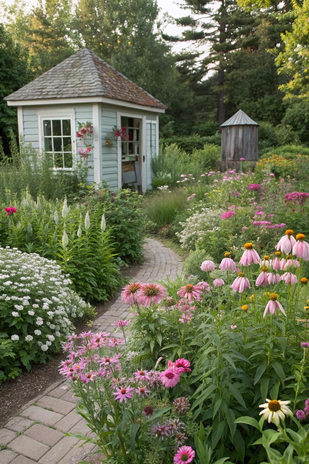 A pastoral garden overflowing with perennial charm.