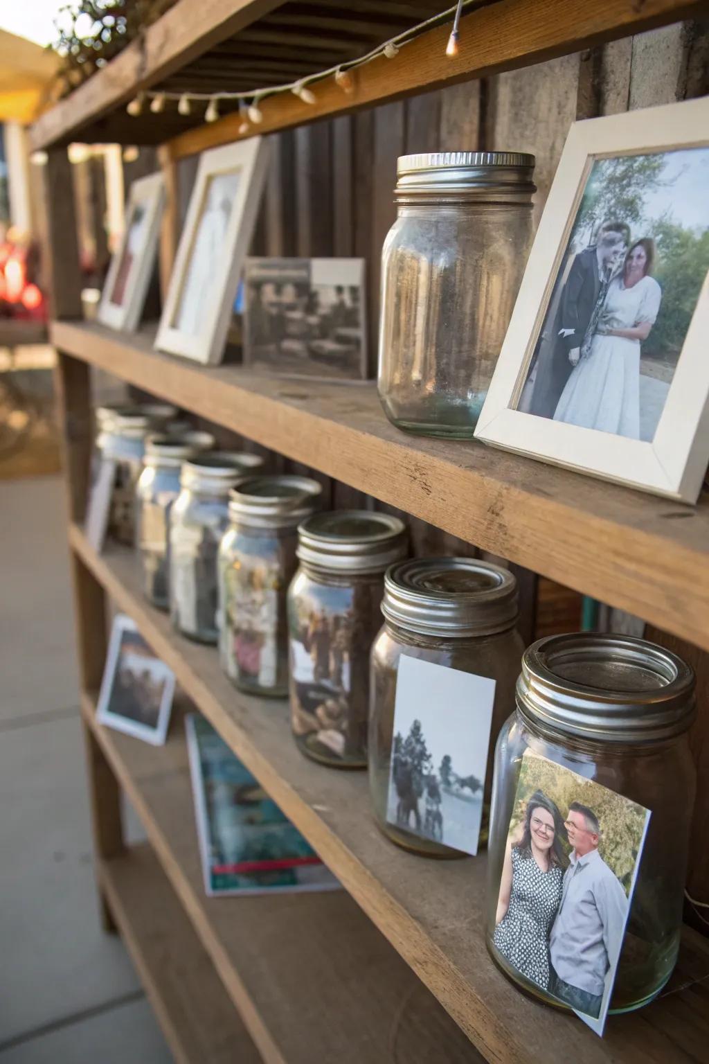 Bestow an individual touch through wistful photograph exhibits inside glass jars.
