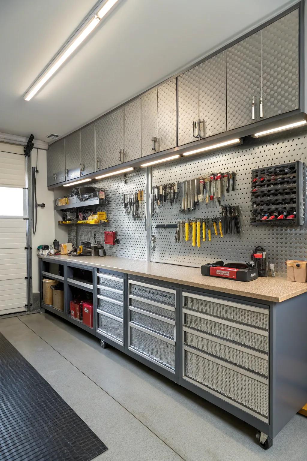 Transform your garage into a stylish and utilitarian domain.