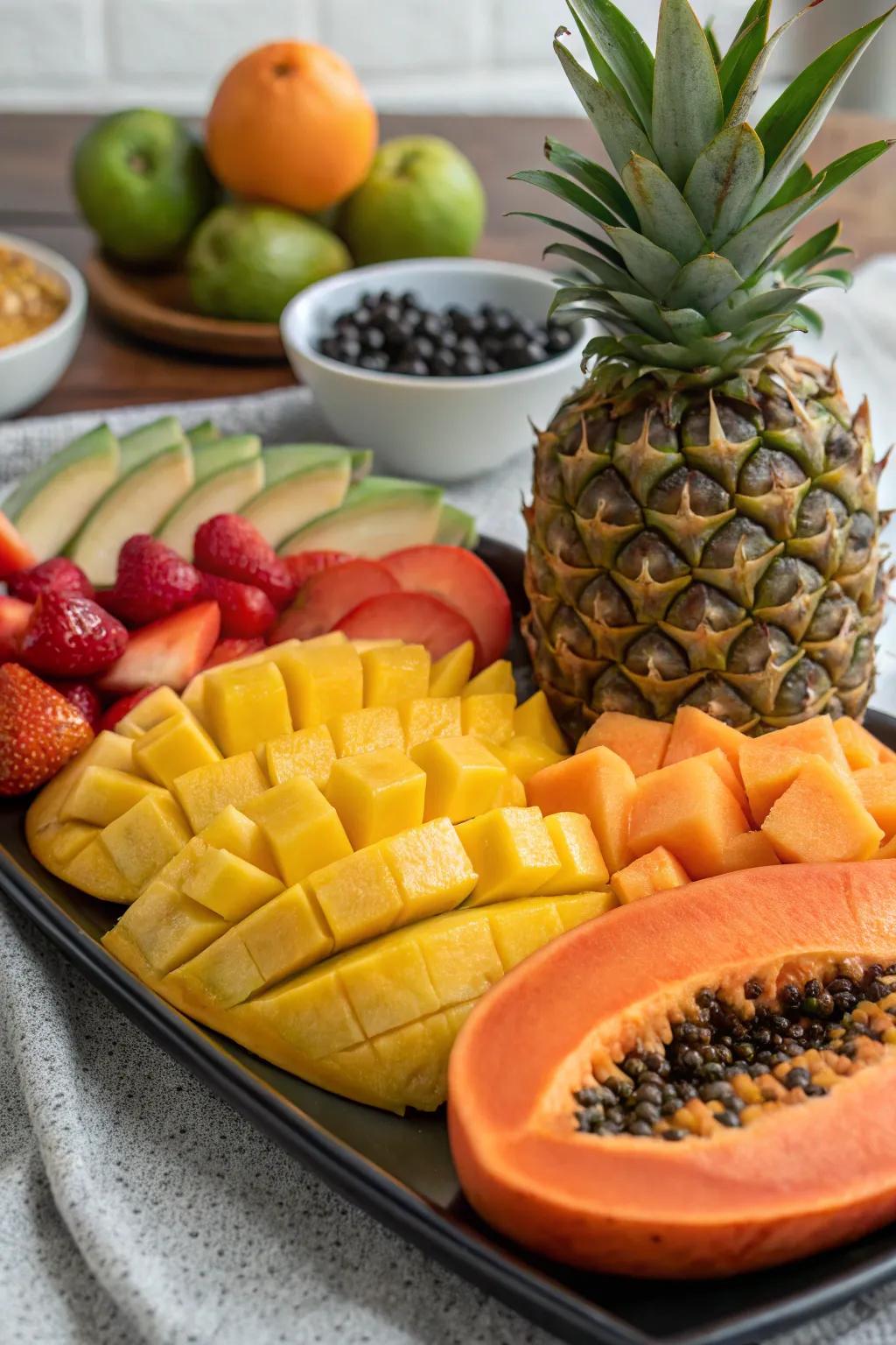 A tropical fruit mix to enrich the assortment.