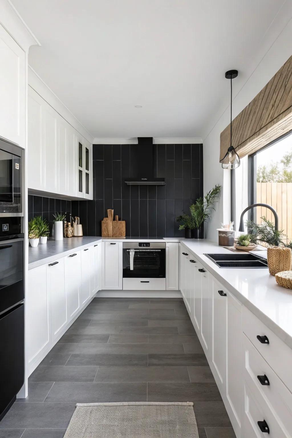 Minimalist ebony matte adds a modern touch to the kitchen.