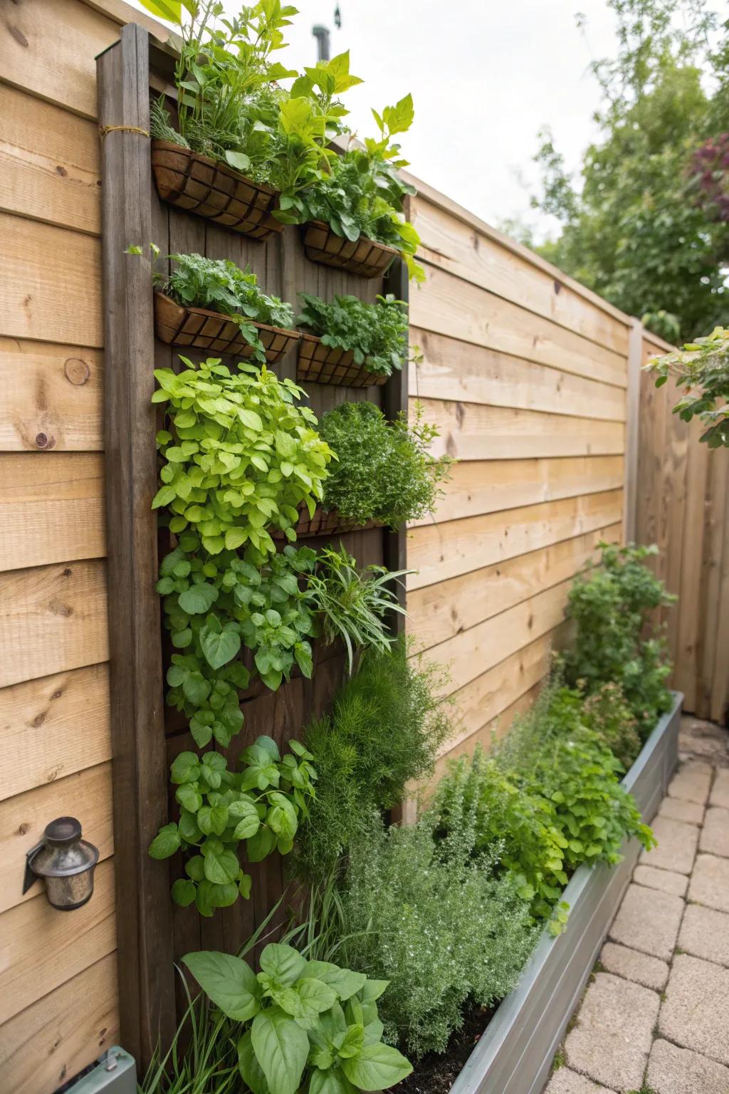 Vertical gardens make efficient use of space while offering new produce.