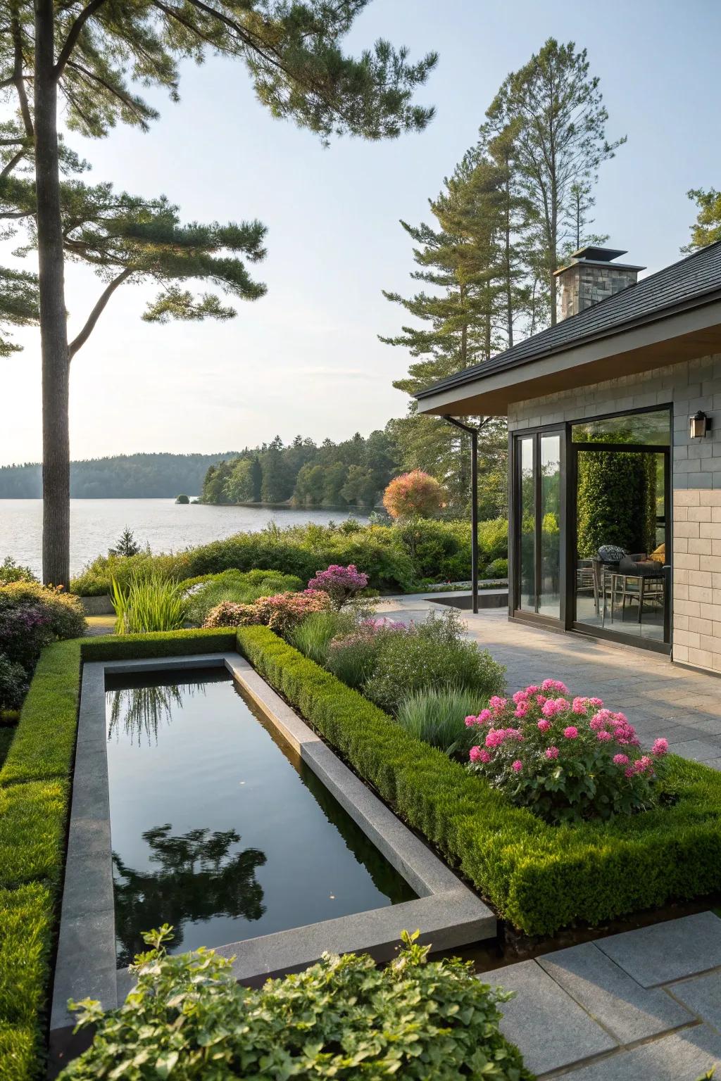 A reflecting pool lends tranquility to your outdoor space.