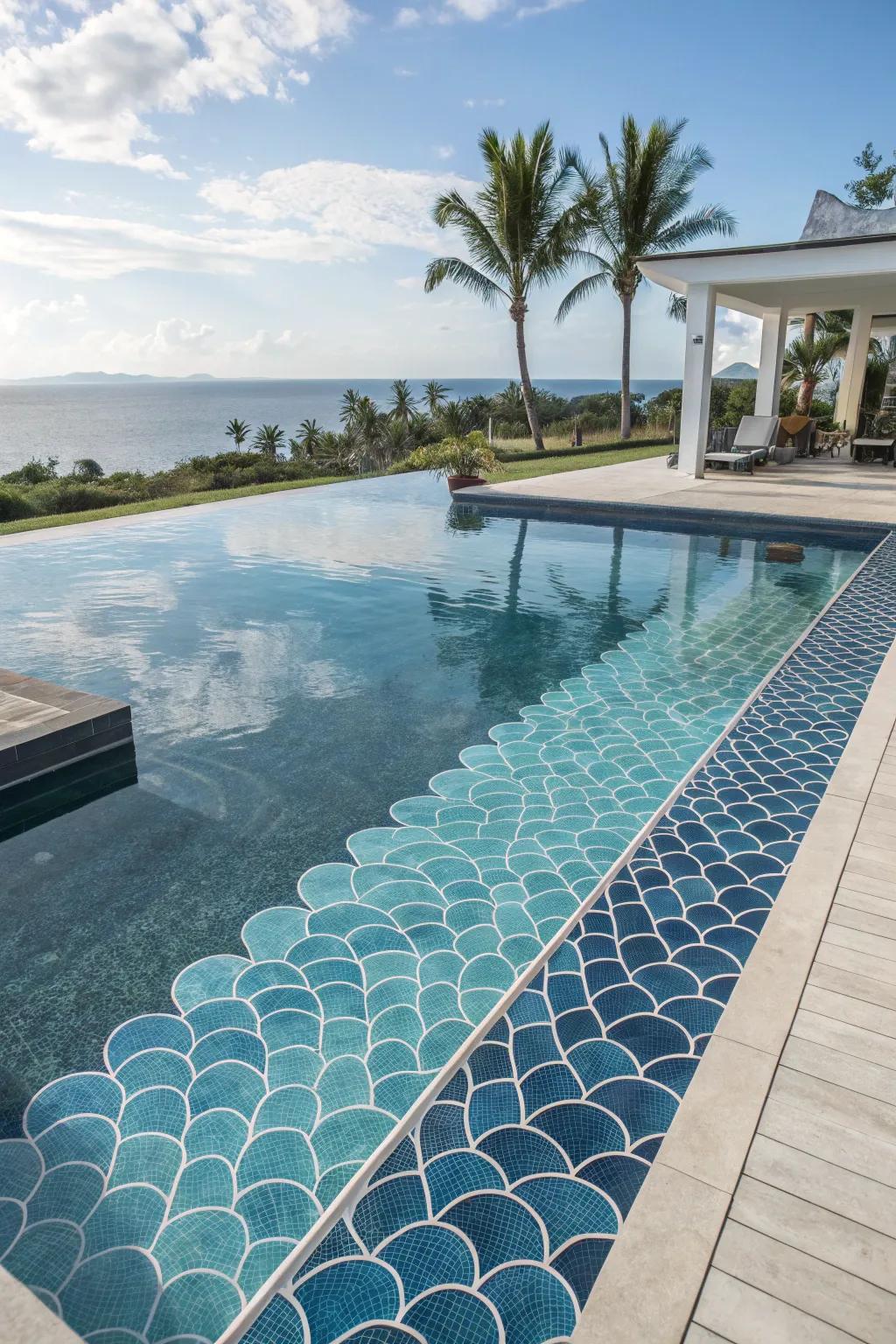 Ocean blues deliver serenity and tranquility to your pool.