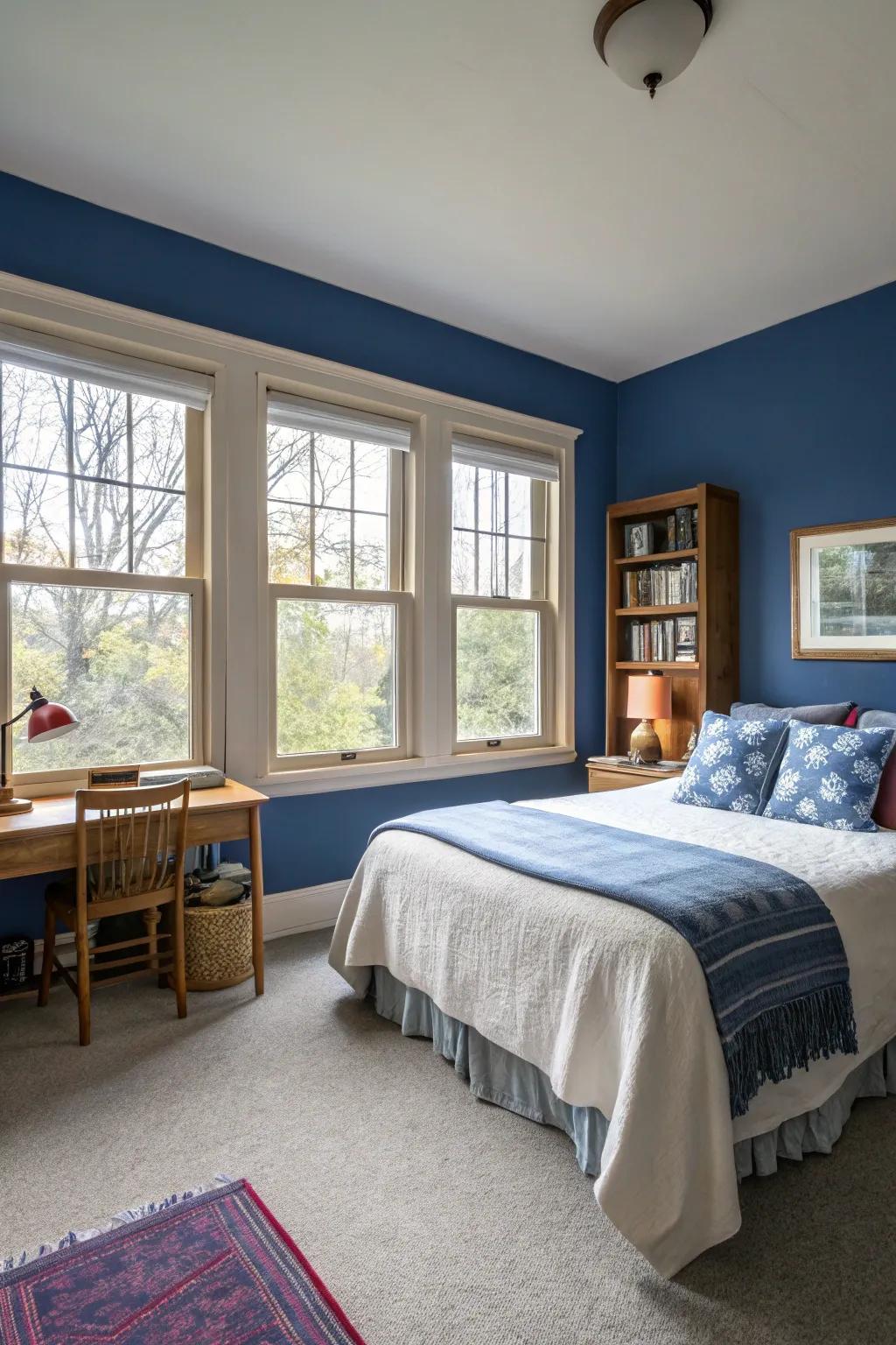 Natural illumination enhances the intensity and mood of the sapphire blue theme.