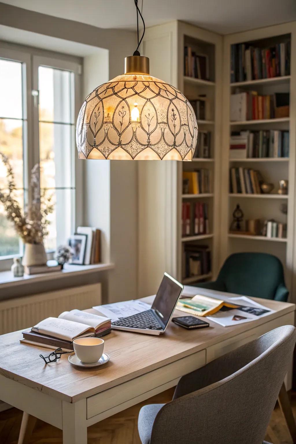 A lighting feature commands attention and admiration.