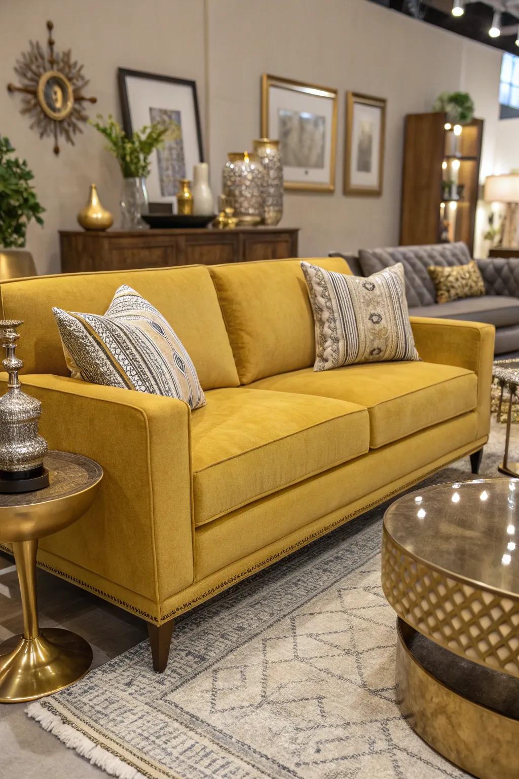 Metallic accents append sophistication and radiance.