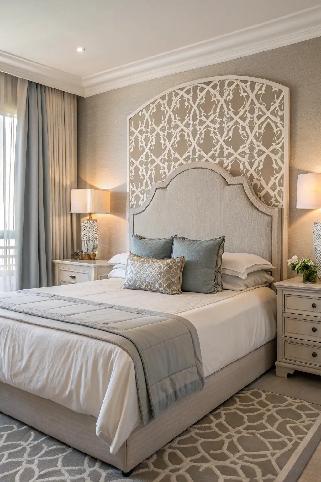 A centerpiece includes character to a neutral bedroom.